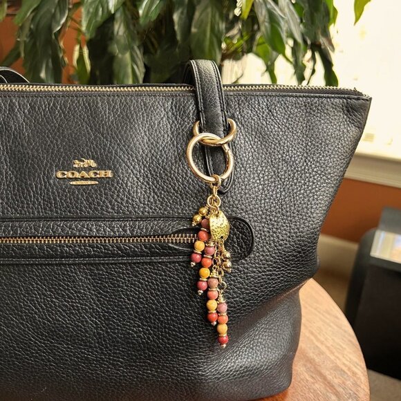 Beaded Bag Charm Gold Tone - Picture 1 of 8